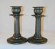 Antique Pewter Pair Tall Candlestick Holders George Lee & Co.  Sheffield England Metalware photo 4