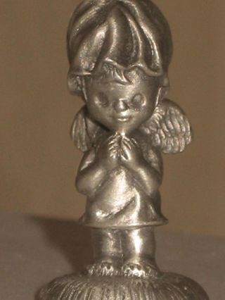 Dated 1975 Little Gallery Hallmark Pewter Figurine Winged Angel Prays Miniature photo