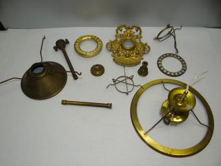 Antique Old Various Brass Pieces Lamp Hardware Inkwell? Collectibles Nr photo