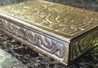 Marked Antique - Tiffany Studios - Bronze Stamp Box - Zodiac Design - With Insert - 1910 photo