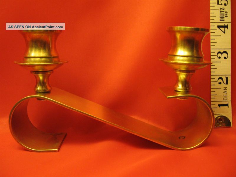 Vintage Brass Double Candle Holder Metalware photo