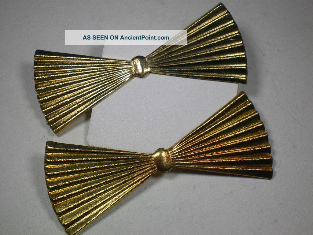 2 Decorative Light Metal Appliques Fan Bow Tie Bow Metalware photo