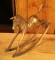 Large Antique Brass Rocking Horse With Aged Patina Metalware photo 3