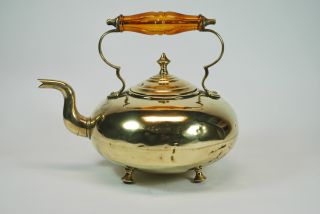 Antique Brass Toddy Kettle,  By James Clews,  Birmingham,  English. photo