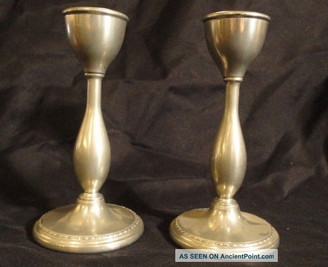 Vintage Silvercraft Pewter Candlesticks Set Of 2 Metalware photo