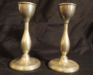 Vintage Silvercraft Pewter Candlesticks Set Of 2 photo