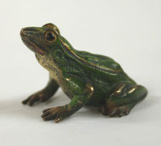 Authentic Cold Painted Vienna Bronze Miniature Frog,  Signed photo