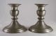 Vintage Pair Weighted Pewter Candlestick Holders Classic Design Leonard Metalware photo 2