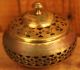 Antique Ornate Round Brass Box For Dried Flowers Metalware photo 2