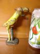 Antique Hubley Cast Iron Figurine Parrot Bottle Opener Paint Metalware photo 2