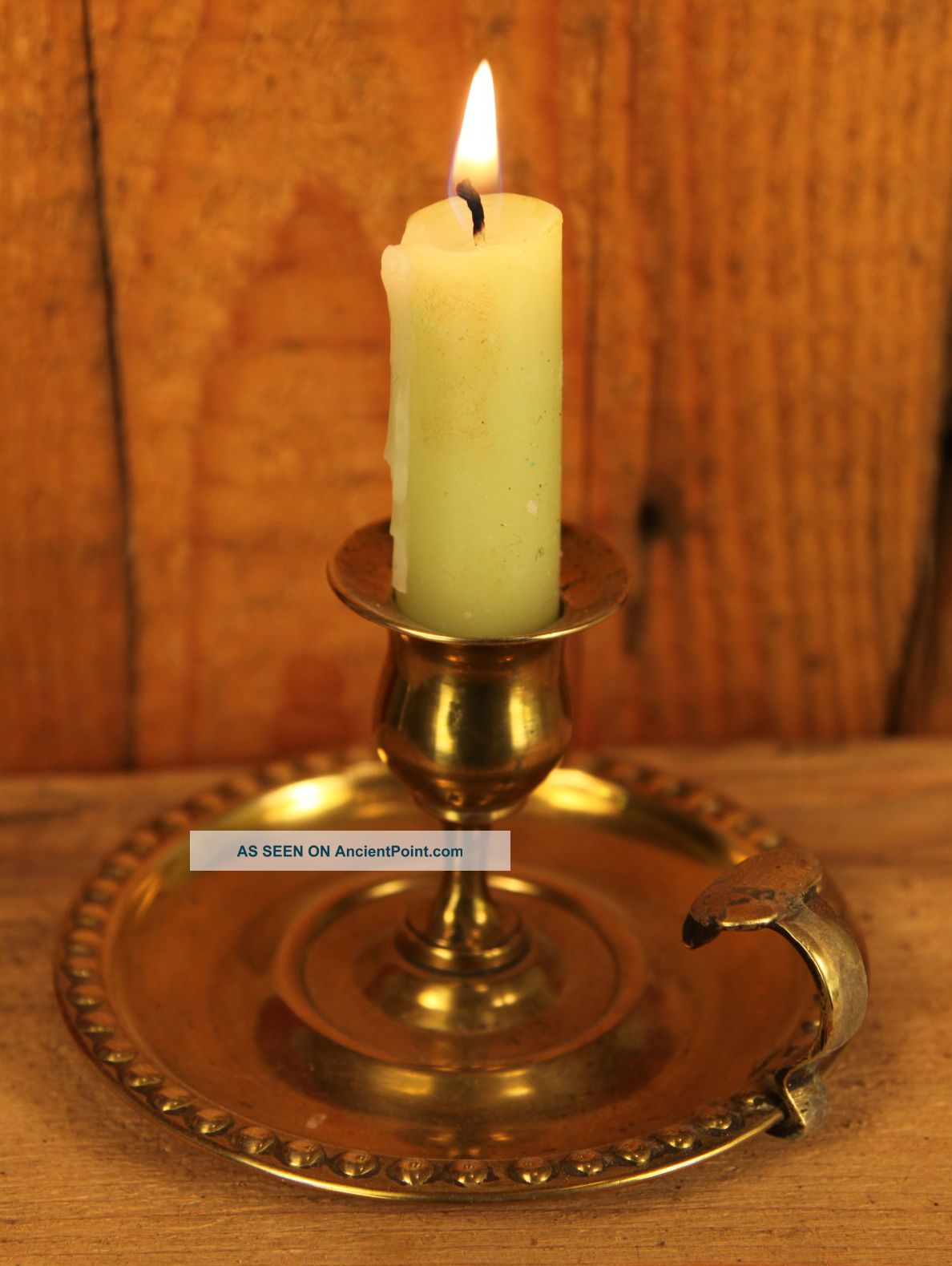 Antique 19th Century Brass Chamberstick Candleholder Metalware photo