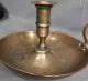 2 Antique Brass Chamber Candlesticks Candle Holder Thumb Push Up Early Victorian Metalware photo 1