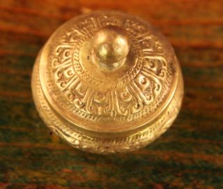 Embossed 19th Century Ornate Brass Salt Box photo