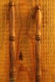 Antique Set Of Large Brass Fork And Strainer With Wooded Handle Metalware photo 3