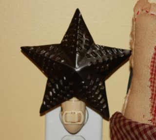 Night Light♥black Bronze♥farmhouse Star♥primitive♥colonial♥dash Dot Punched Tin photo