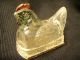 Antique Rooster Chicken Hen Clear Glass Candy Jar Contents 2 Oz Paint Jars photo 1