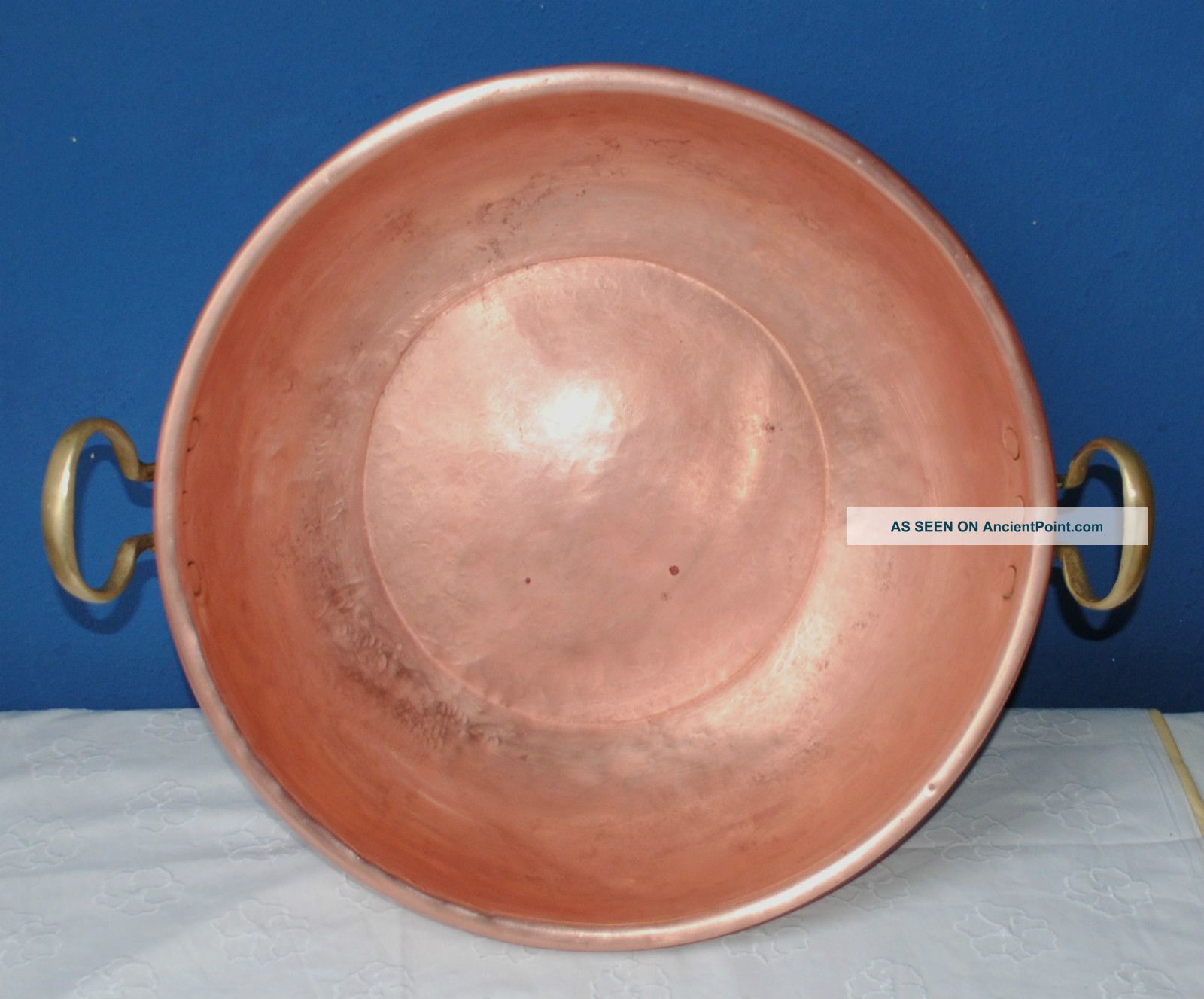 Antique French Copper / Brass Jam Basin Pot Heavy Metalware photo