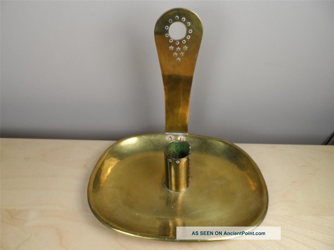 Signed Colonial Williamsburg - Max Rieg Brass Sconce Candle Holder Chamberstick Metalware photo