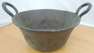 Antique Copper Handled Pail Bucket Bowl Garden Art Decor Metal Old photo