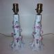 Vintage White Porcelain Lamps Set Of 2 With Pink Flowers And Gold Trim Lamps photo 1