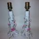 Vintage White Porcelain Lamps Set Of 2 With Pink Flowers And Gold Trim Lamps photo 2