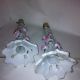 Vintage White Porcelain Lamps Set Of 2 With Pink Flowers And Gold Trim Lamps photo 3