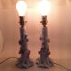 Vintage White Porcelain Lamps Set Of 2 With Pink Flowers And Gold Trim Lamps photo 4