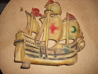 Cast Iron Colorful Ship Door Stop Stamped 200 - 205 photo