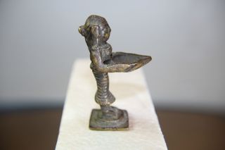 Incense Burner Woman/bowl Statue Bronze/bronze - Colored Brass Vintage Ethnic 2.  5 