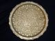 1800s Antique Brass Victorian Serving Tray Hand Hammered Incised Bronze Charger Metalware photo 2