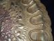 1800s Antique Brass Victorian Serving Tray Hand Hammered Incised Bronze Charger Metalware photo 4