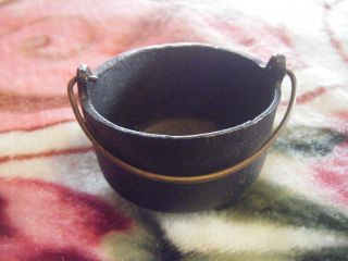 Small Wrought Iron Black Pot/decor/dutch Oven photo