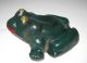 Antique Frog Cast Iron Doorstop Green Paint Metalware photo 1