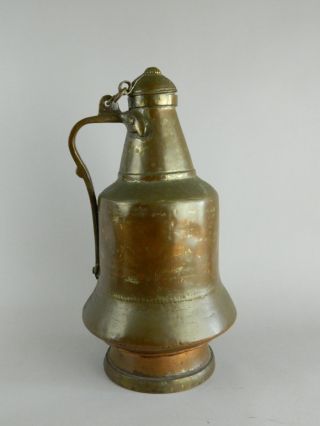 Antique Hand Hammered Copper & Brass Water Pitcher Jug photo