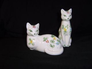 A Pair Of Vintage Secla Porcelain Cats From Portugal photo