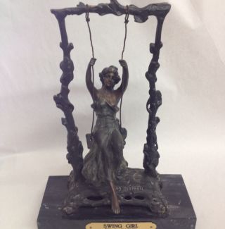 Antique August Moreau (1837 - 1917) Lady In A Swing Bronze photo