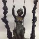 Antique August Moreau (1837 - 1917) Lady In A Swing Bronze Metalware photo 3