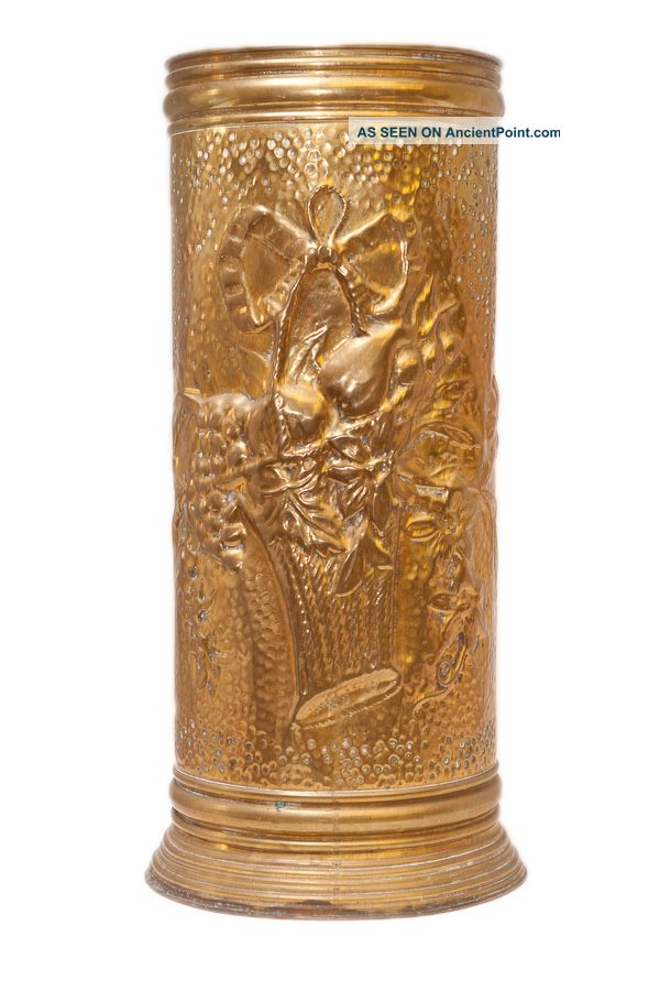 19th Century Brass Umbrella Holder From Belgium Metalware photo