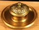 Antique 19th Century Ornate Brass Inkwell Metalware photo 1