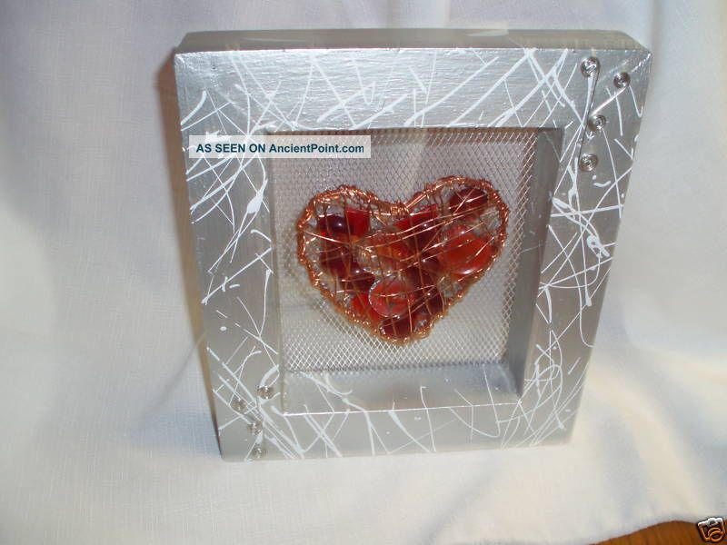 Copper Heart Filled With Glass In Wooden Silver Frame Metalware photo
