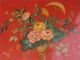 Antique Hand Painted Tole Heavy Tin Tray Huge 28 