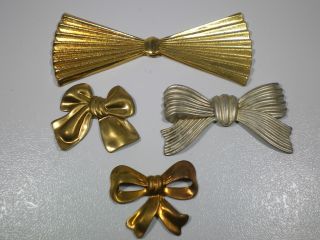 Group 4 Vintage Metal Decorative Bows Appliques photo