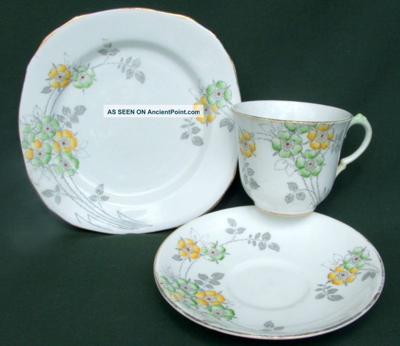 Circa 1940 ' S Pretty Royal Stafford Bone China Trio - Vgc Cups & Saucers photo