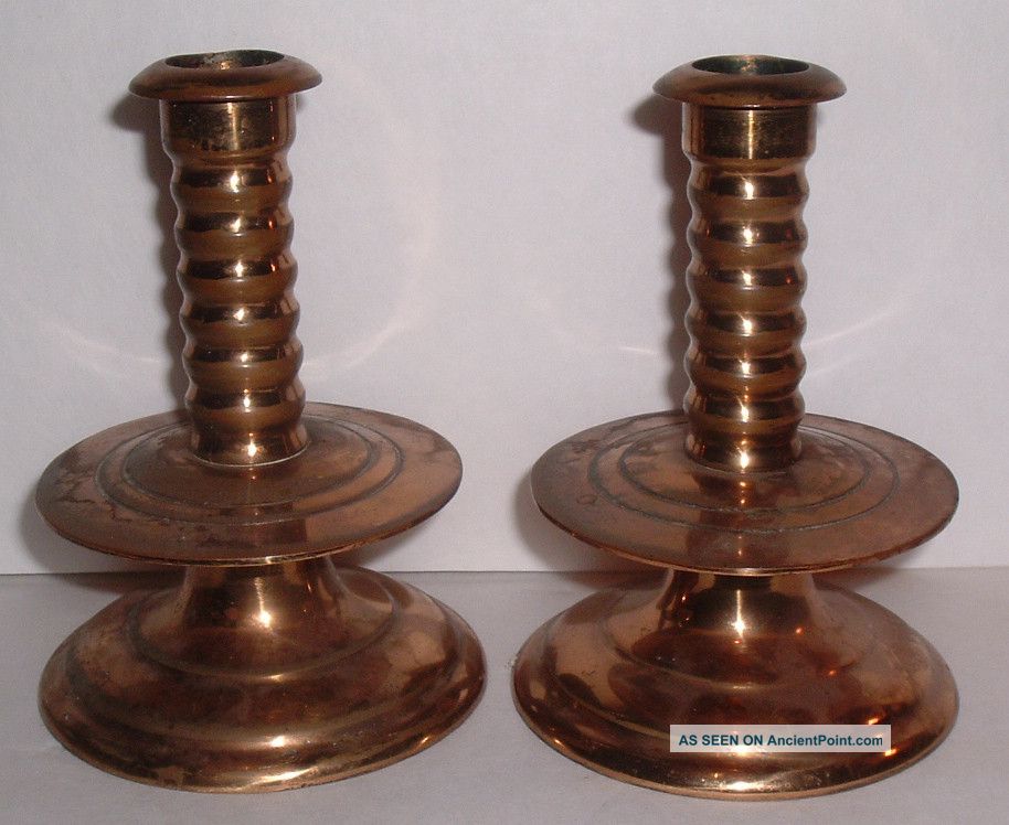 Antique Unusual Susquehanna Casting Co Brass Candlesticks Wilton Armetale Relate Metalware photo