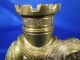 Pair Antique Figural Elephant Brass Candlesticks Metalware photo 3
