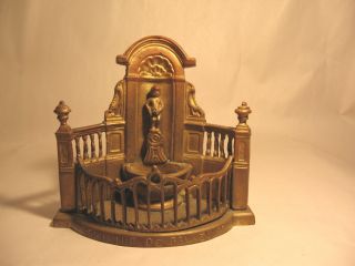 Souvenir De Bruxelles Peeing Boy Figure Gaited Fountain Antique Cast Metal 1898 photo