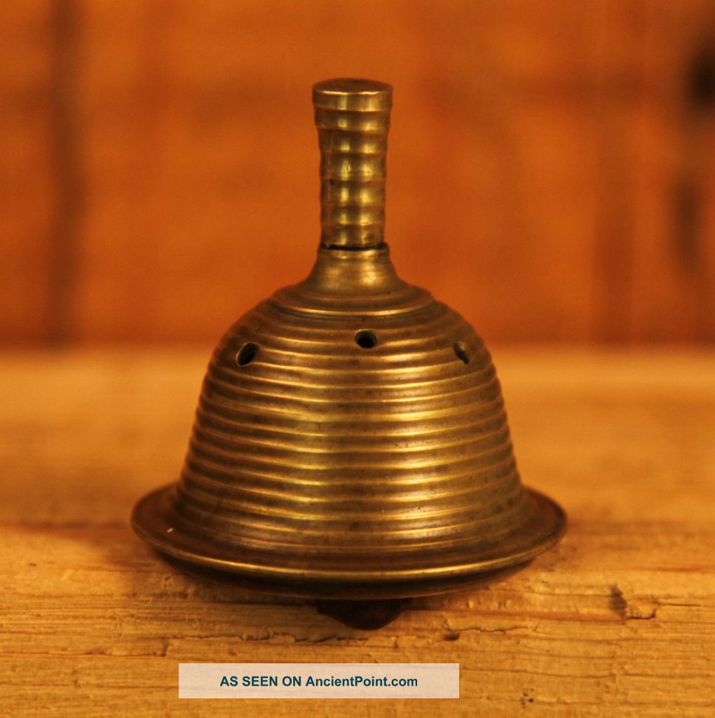 Antique Beehive Brass Hand Bell With Great Patina Metalware photo