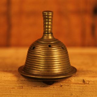 Antique Beehive Brass Hand Bell With Great Patina photo