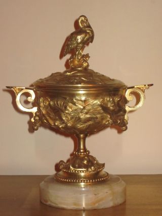 Antique French Empire Style Gilt Bronze Bonbonniere Vase photo