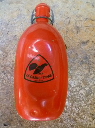 Old French Metal Alu Red Flask : Le Grand Tetras 1l. .  France photo